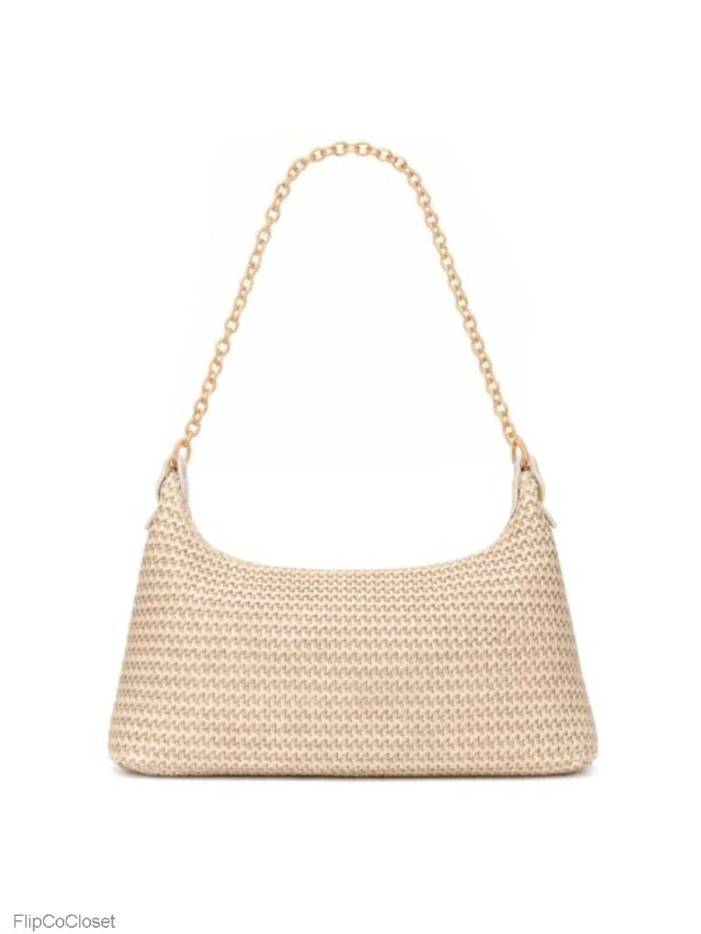 Woven Straw Tote Bag Boho Beach Shoulder Purse with Chain Strap